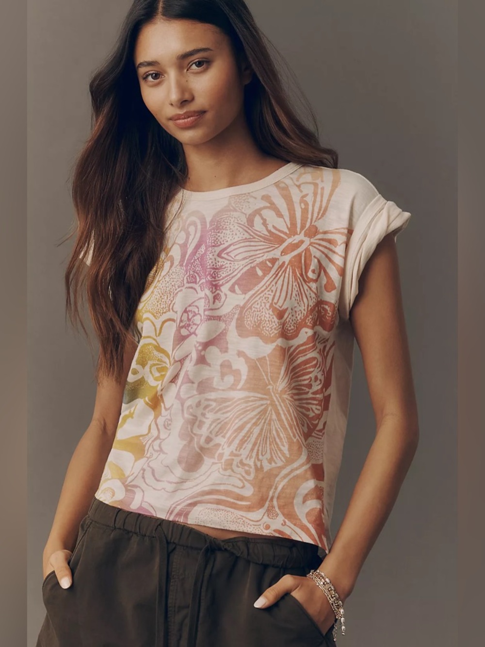 Pilcro Notched Graphic T-Shirt